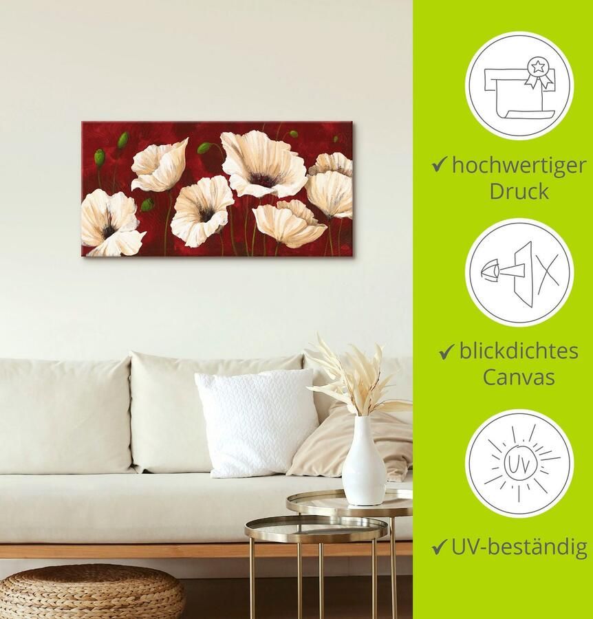 Artland Artprint Witte klaprozen voor rood als artprint van aluminium artprint voor buiten artprint op linnen poster muursticker - Foto 3