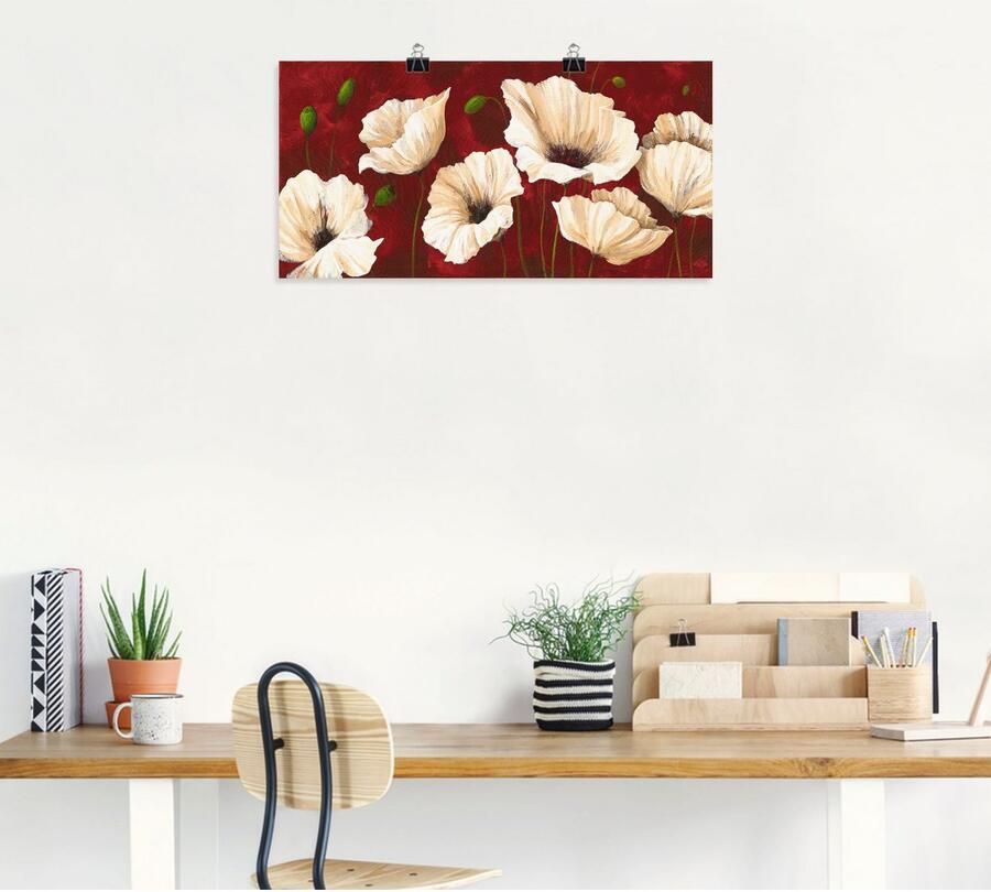 Artland Artprint Witte klaprozen voor rood als artprint van aluminium artprint voor buiten artprint op linnen poster muursticker - Foto 4