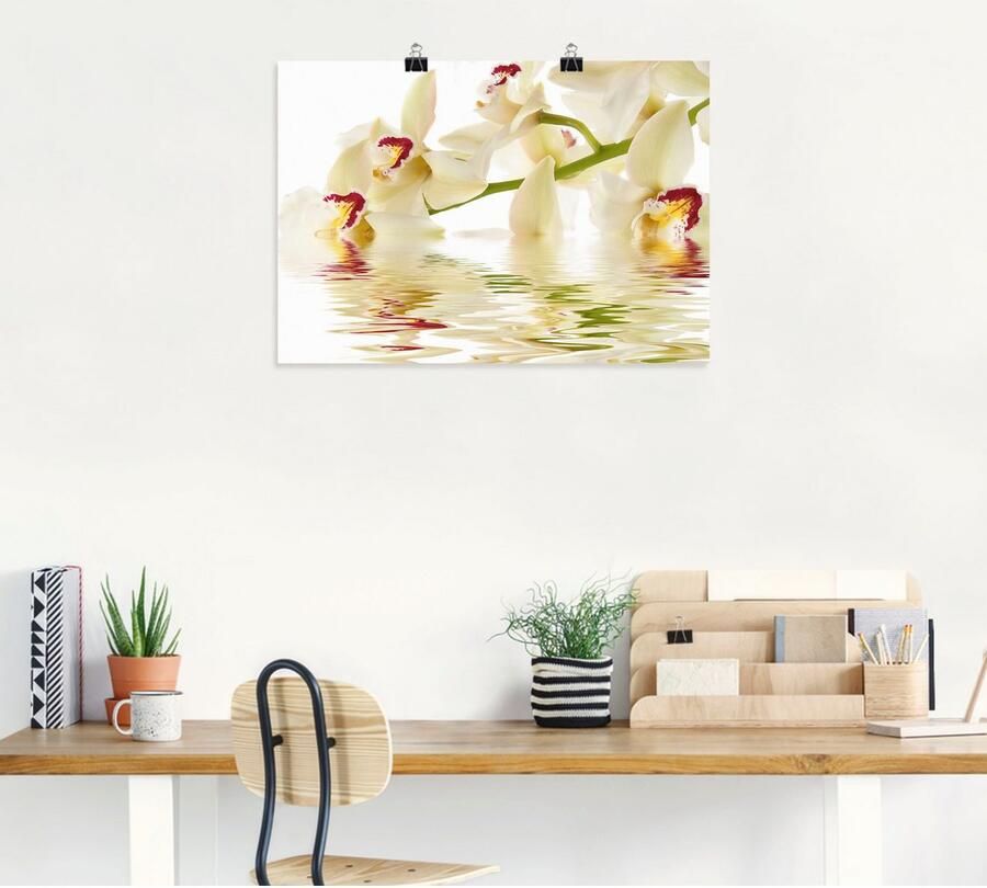 Artland Artprint Witte orchidee met waterreflectie als artprint op linnen poster in verschillende formaten maten - Foto 5
