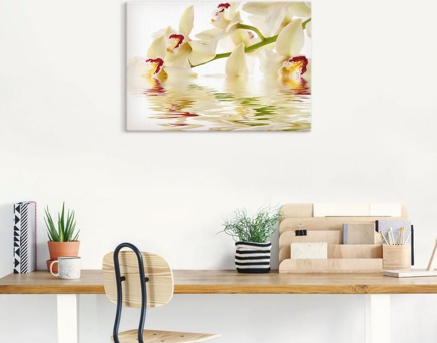 Artland Artprint Witte orchidee met waterreflectie als artprint op linnen poster in verschillende formaten maten - Foto 6