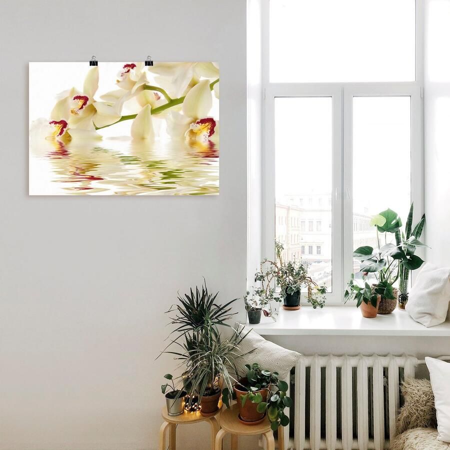 Artland Artprint Witte orchidee met waterreflectie als artprint op linnen poster in verschillende formaten maten - Foto 2