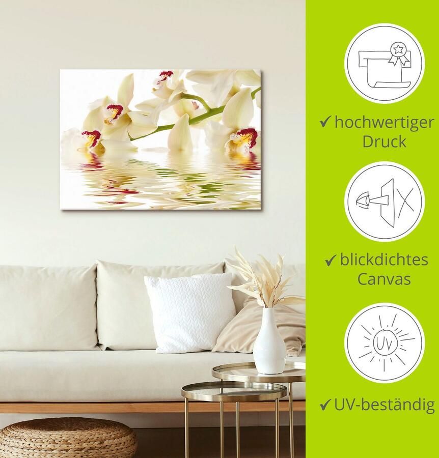 Artland Artprint Witte orchidee met waterreflectie als artprint op linnen poster in verschillende formaten maten - Foto 4