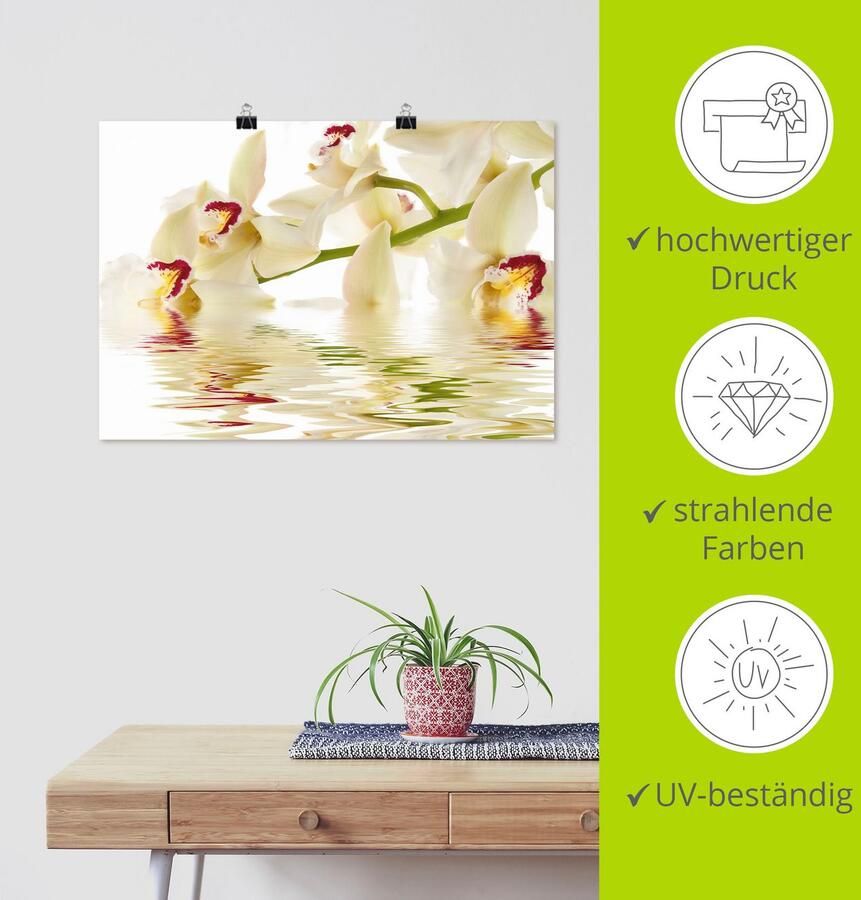 Artland Artprint Witte orchidee met waterreflectie als artprint op linnen poster in verschillende formaten maten - Foto 3