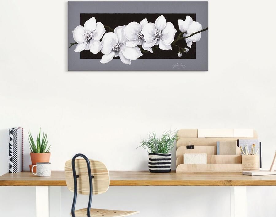 Artland Artprint Witte orchideeën op grijs als artprint van aluminium artprint voor buiten artprint op linnen poster muursticker - Foto 6