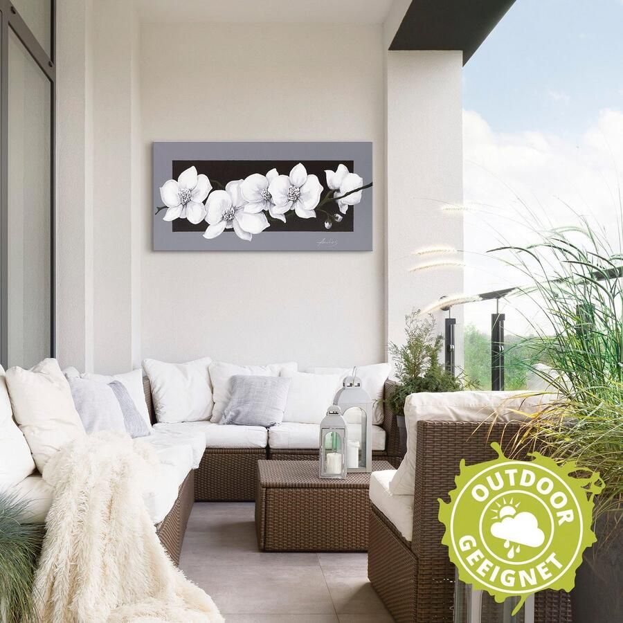 Artland Artprint Witte orchideeën op grijs als artprint van aluminium artprint voor buiten artprint op linnen poster muursticker - Foto 2