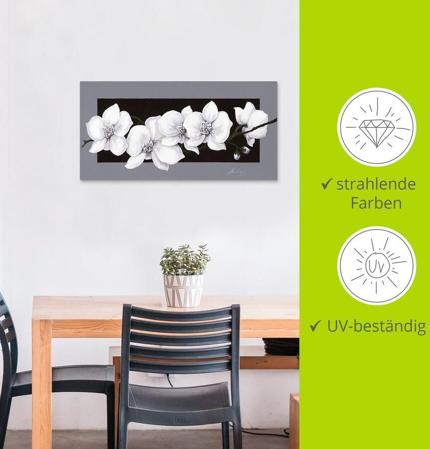 Artland Artprint Witte orchideeën op grijs als artprint van aluminium artprint voor buiten artprint op linnen poster muursticker - Foto 3