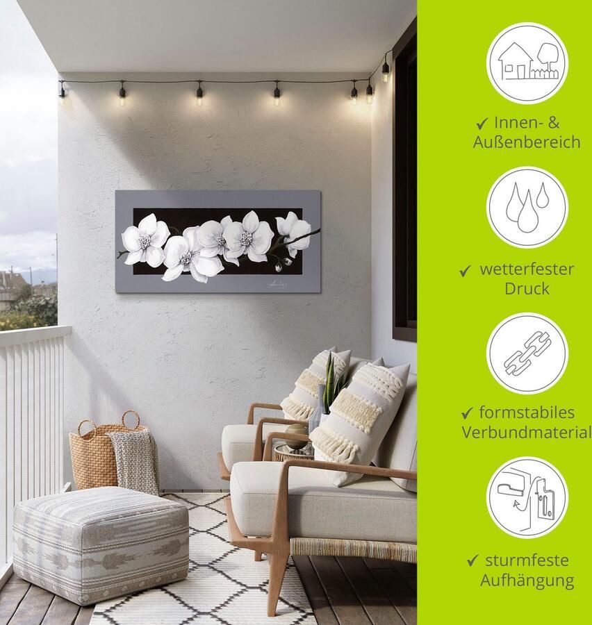Artland Artprint Witte orchideeën op grijs als artprint van aluminium artprint voor buiten artprint op linnen poster muursticker - Foto 4