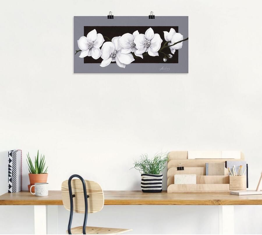 Artland Artprint Witte orchideeën op grijs als artprint van aluminium artprint voor buiten artprint op linnen poster muursticker - Foto 4