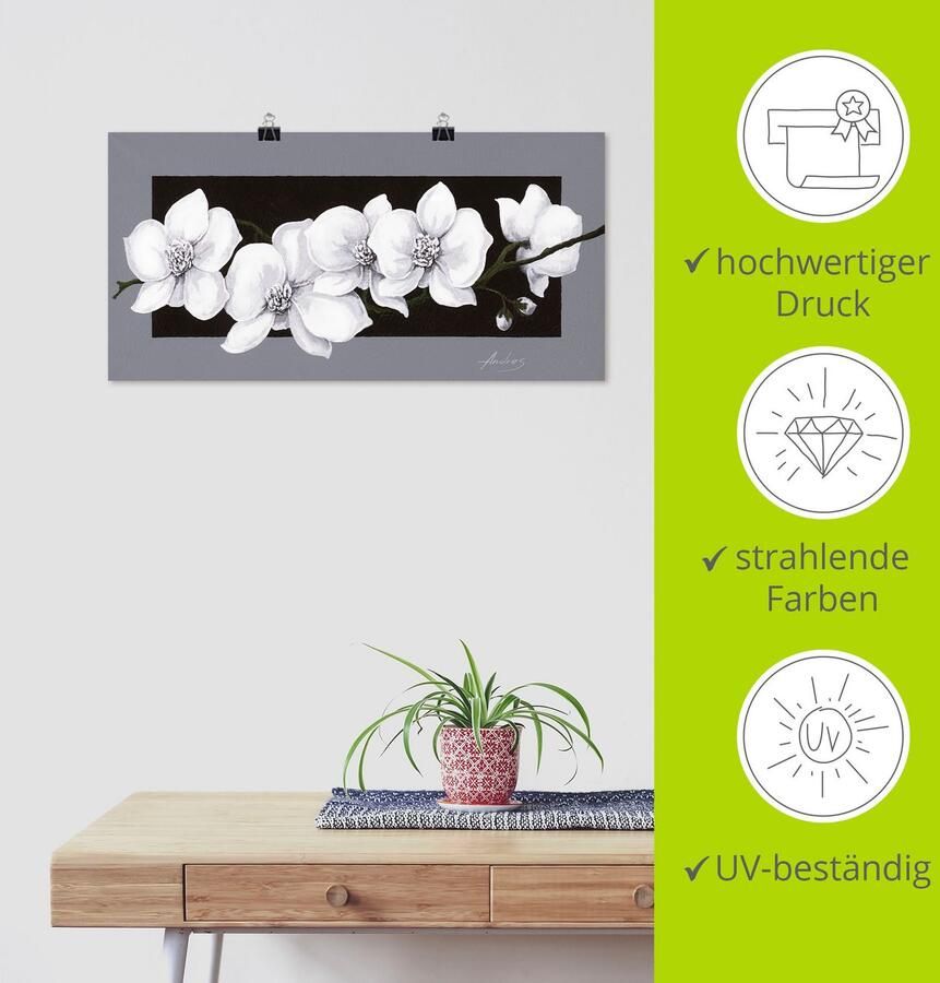 Artland Artprint Witte orchideeën op grijs als artprint van aluminium artprint voor buiten artprint op linnen poster muursticker - Foto 3
