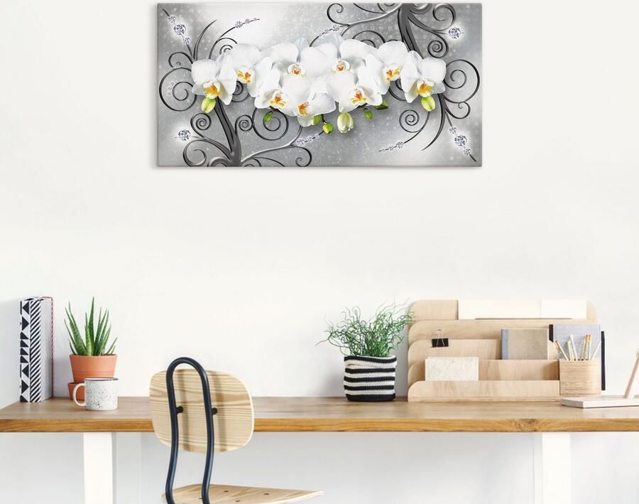 Artland Artprint Witte orchideeën op ornamenten als artprint van aluminium artprint voor buiten artprint op linnen poster muursticker - Foto 7