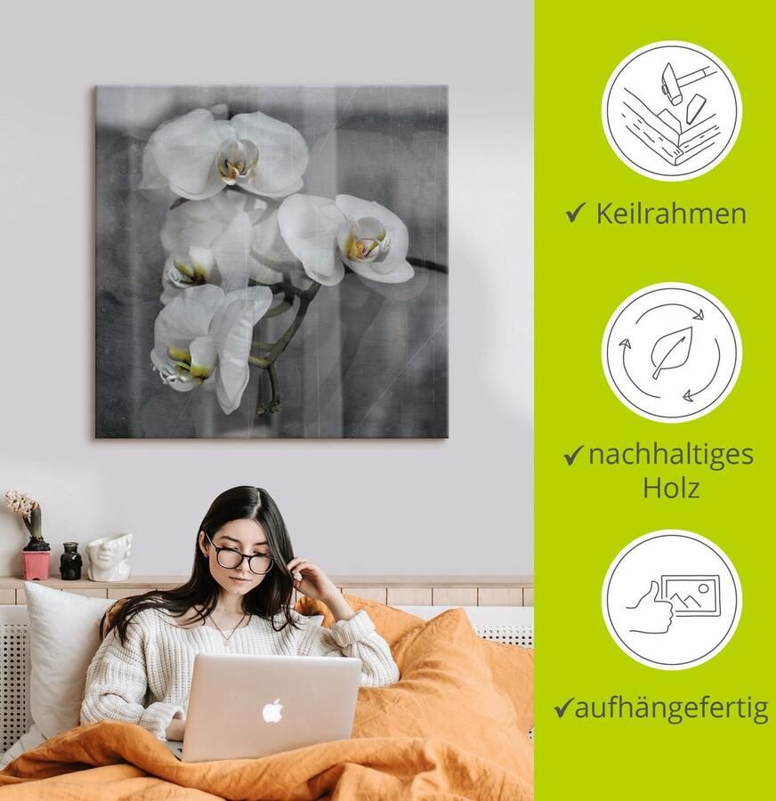 Artland Artprint Witte orchideeën white orchidee als artprint op linnen muursticker in verschillende maten - Foto 2