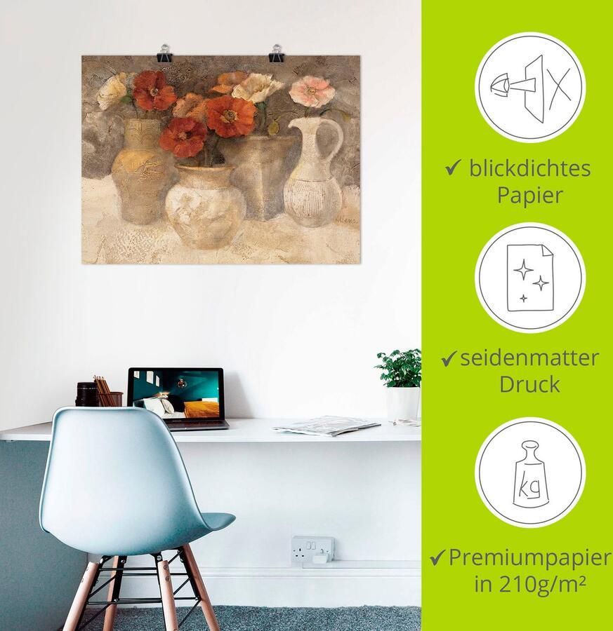 Artland Artprint Witte papaver als artprint op linnen poster in verschillende formaten maten - Foto 2