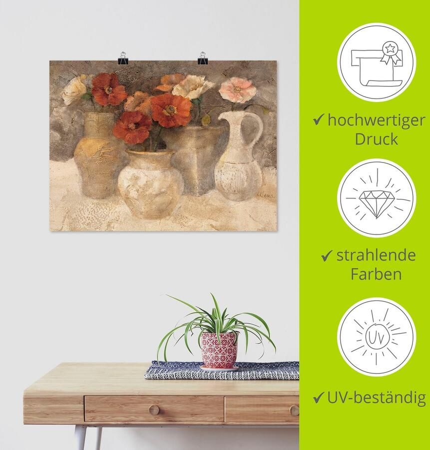 Artland Artprint Witte papaver als artprint op linnen poster in verschillende formaten maten - Foto 3
