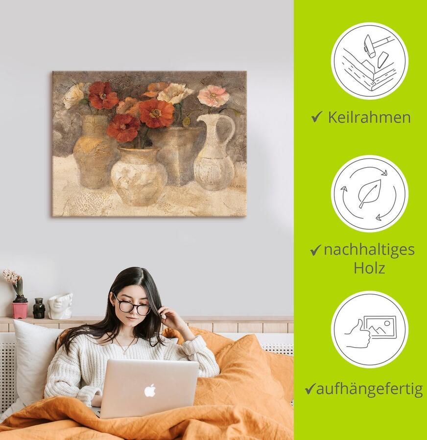 Artland Artprint Witte papaver als artprint op linnen poster in verschillende formaten maten