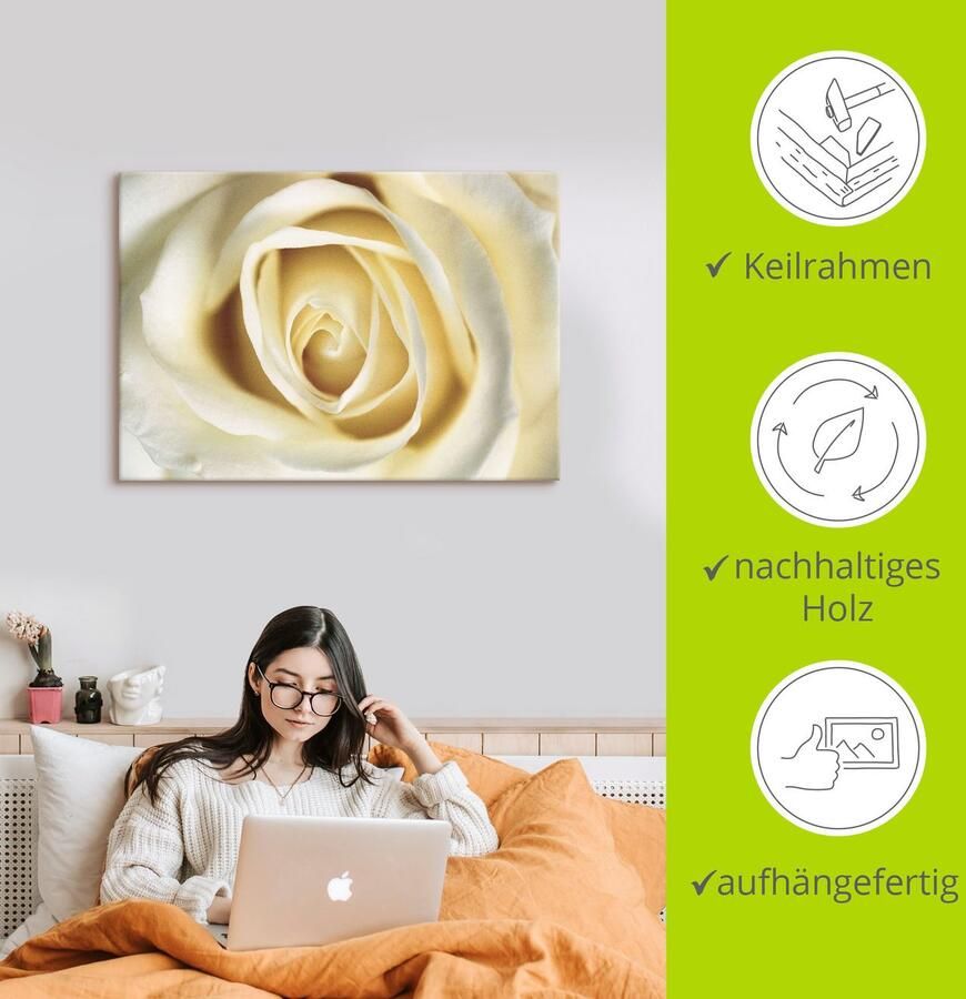 Artland Artprint Witte roos als artprint van aluminium artprint voor buiten artprint op linnen in verschillende maten - Foto 3