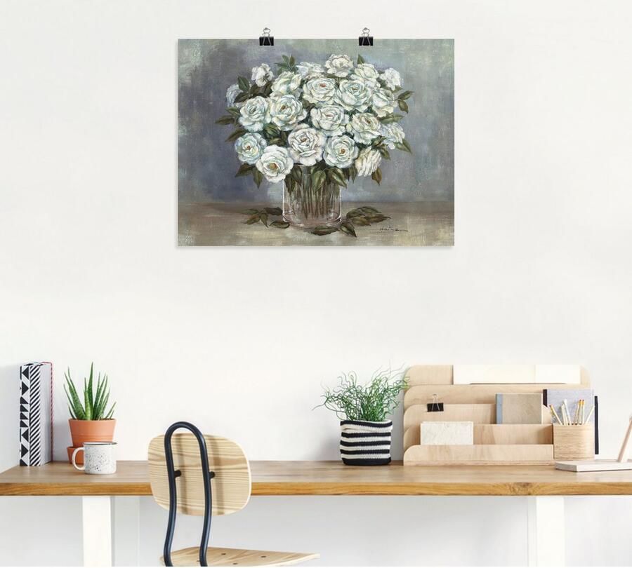 Artland Artprint Witte rozen als artprint op linnen poster in verschillende formaten maten - Foto 4