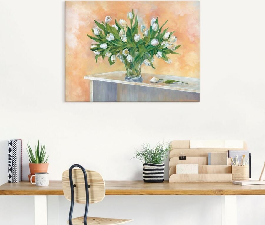 Artland Artprint Witte tulpen als artprint op linnen muursticker in verschillende maten - Foto 4