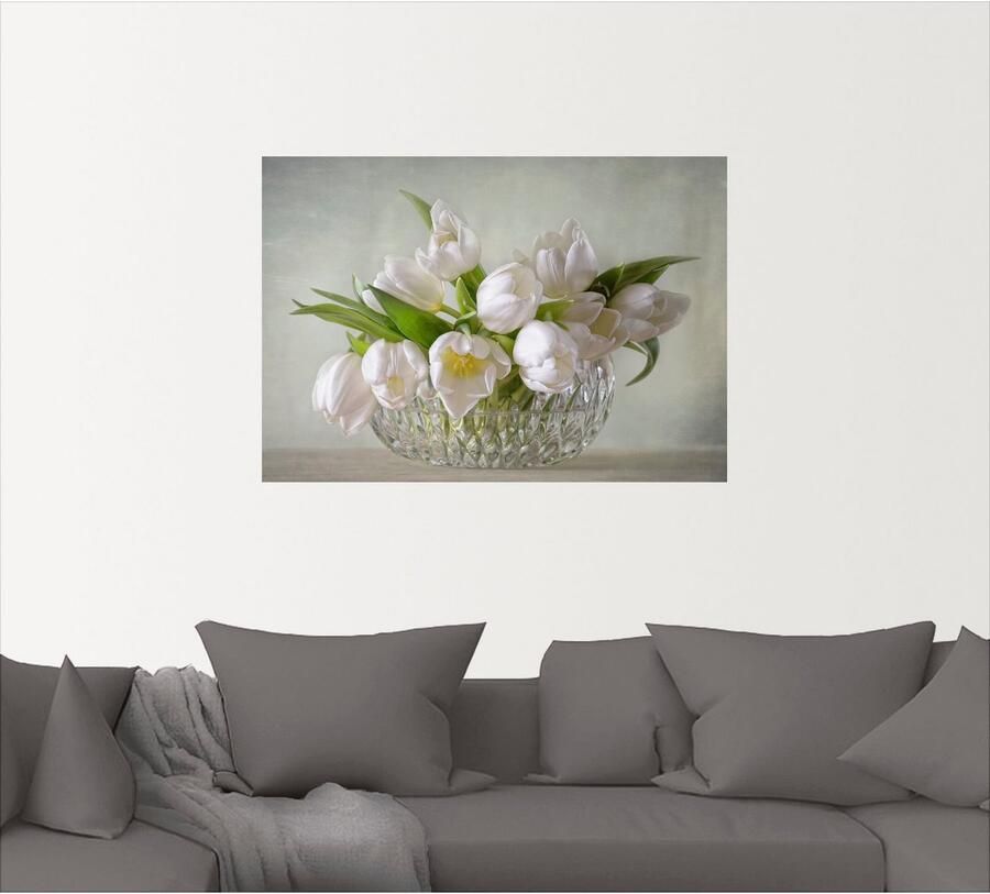 Artland Artprint Witte tulpen als artprint op linnen poster muursticker in verschillende maten - Foto 4