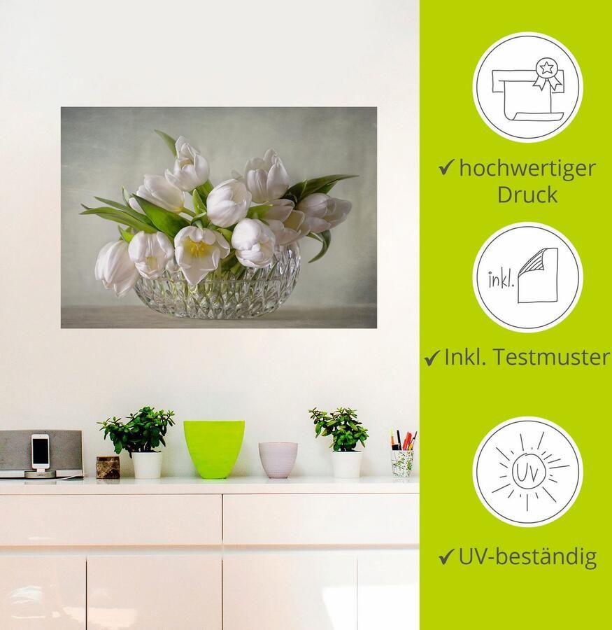 Artland Artprint Witte tulpen als artprint op linnen poster muursticker in verschillende maten - Foto 2