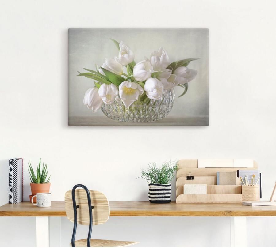 Artland Artprint Witte tulpen als artprint op linnen poster muursticker in verschillende maten - Foto 4