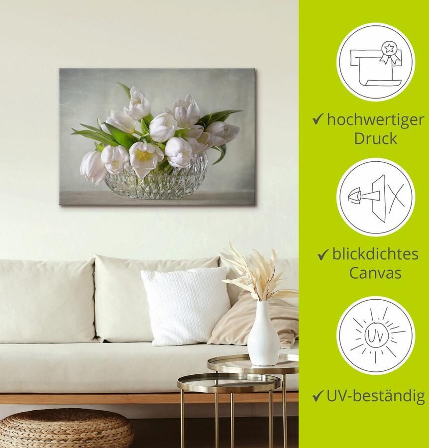 Artland Artprint Witte tulpen als artprint op linnen poster muursticker in verschillende maten - Foto 3