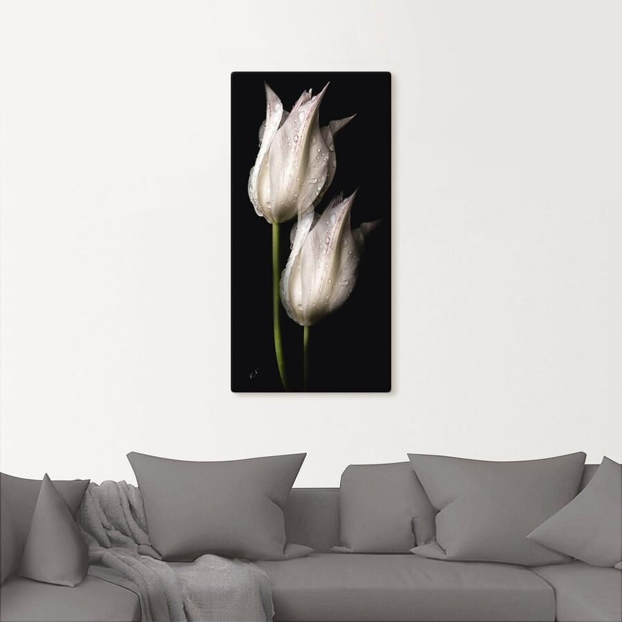 Artland Artprint Witte tulpen in de nacht als artprint van aluminium artprint voor buiten artprint op linnen poster muursticker - Foto 2