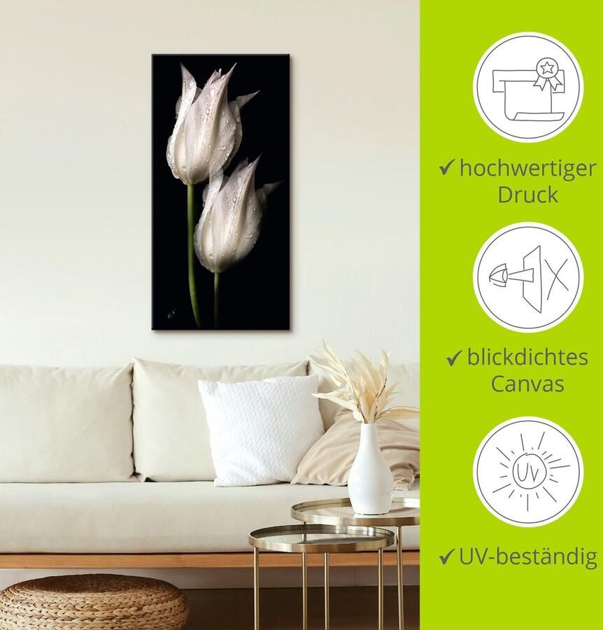 Artland Artprint Witte tulpen in de nacht als artprint van aluminium artprint voor buiten artprint op linnen poster muursticker - Foto 4
