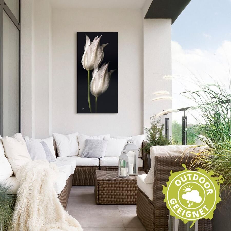 Artland Artprint Witte tulpen in de nacht als artprint van aluminium artprint voor buiten artprint op linnen poster muursticker - Foto 3
