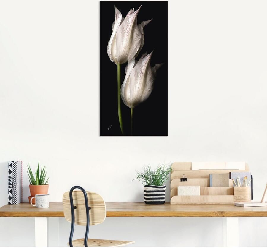 Artland Artprint Witte tulpen in de nacht - Foto 6