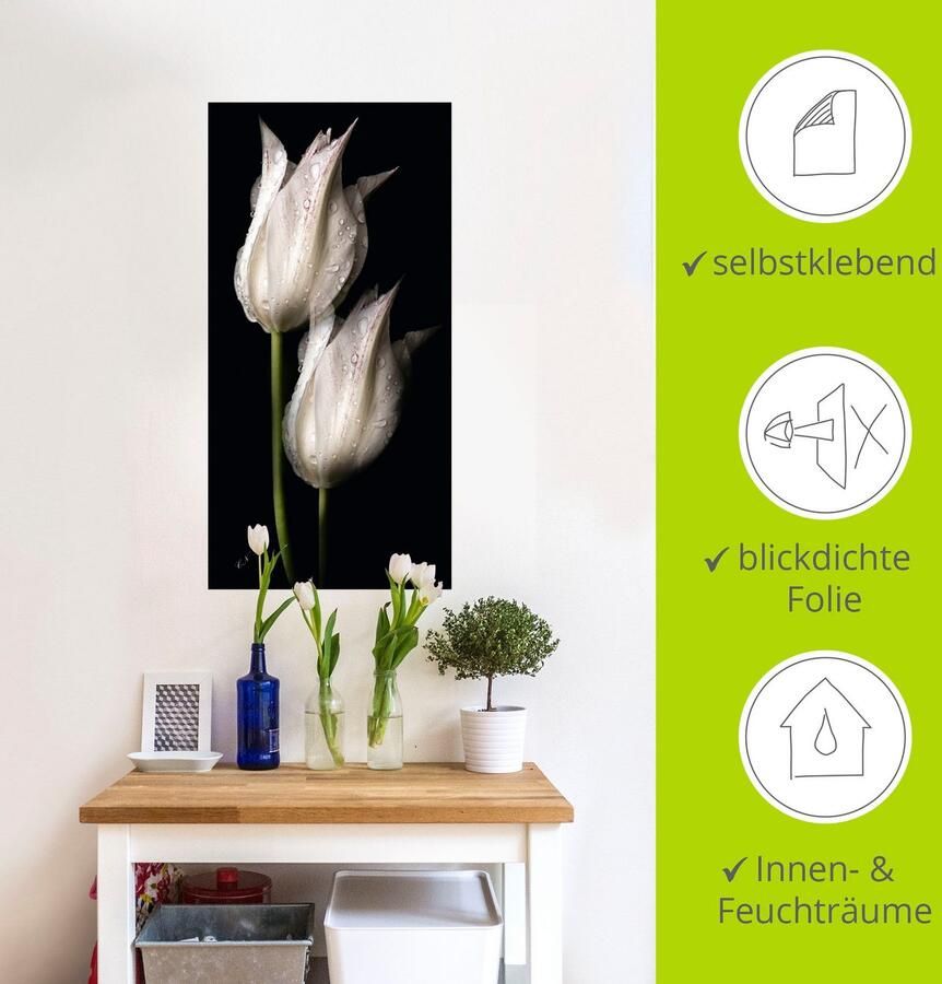 Artland Artprint Witte tulpen in de nacht als artprint van aluminium artprint voor buiten artprint op linnen poster muursticker - Foto 5