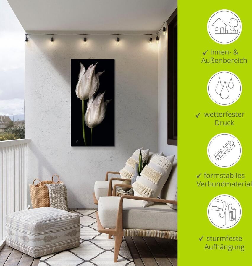 Artland Artprint Witte tulpen in de nacht als artprint van aluminium artprint voor buiten artprint op linnen poster muursticker - Foto 6