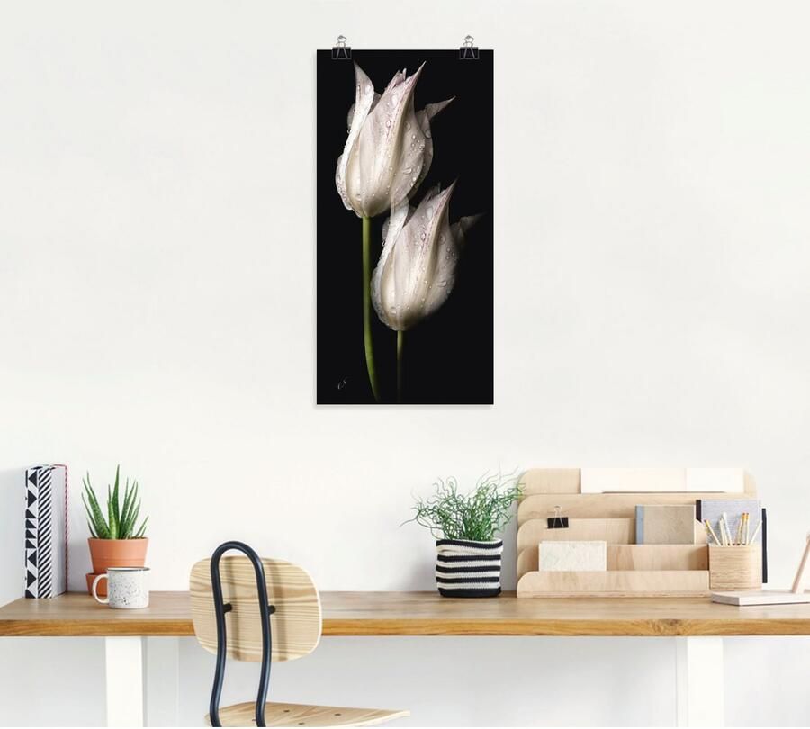 Artland Artprint Witte tulpen in de nacht - Foto 4