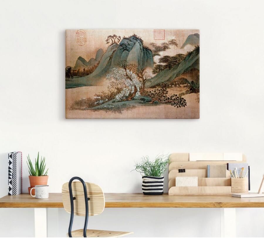 Artland Artprint Witte wolken en groene bergen als artprint op linnen poster in verschillende formaten maten - Foto 5