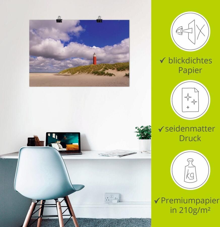 Artland Artprint Wolkenimpressie bij de vuurtoren als artprint van aluminium artprint voor buiten poster in diverse formaten - Foto 2