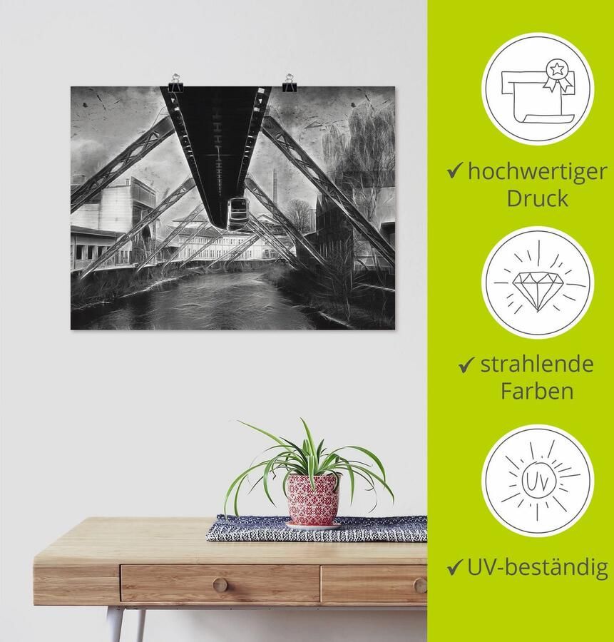 Artland Artprint Wuppertal skyline collage II als artprint op linnen poster in verschillende formaten maten - Foto 3