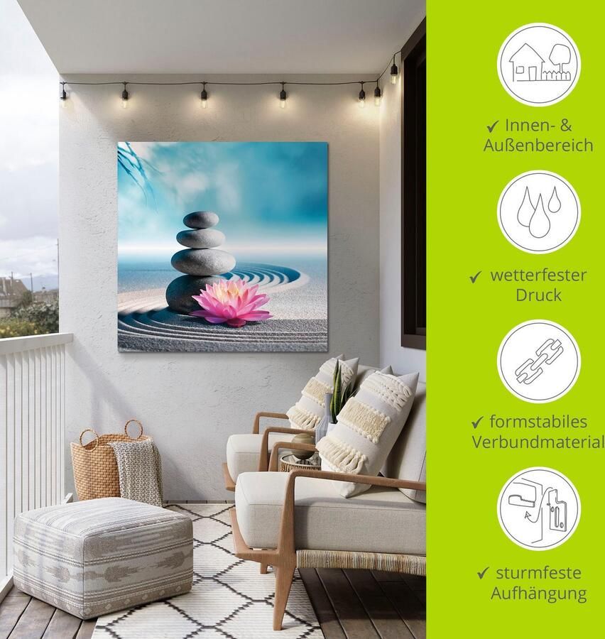 Artland Artprint Zand lelie en spa-stenen in zen-tuin als artprint van aluminium artprint voor buiten artprint op linnen poster in verschillende maten. maten - Foto 7