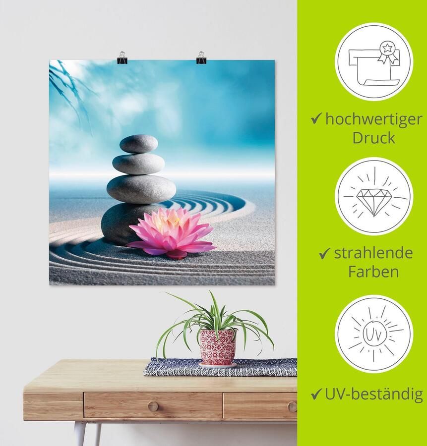 Artland Artprint Zand lelie en spa-stenen in zen-tuin als artprint van aluminium artprint voor buiten artprint op linnen poster in verschillende maten. maten - Foto 6