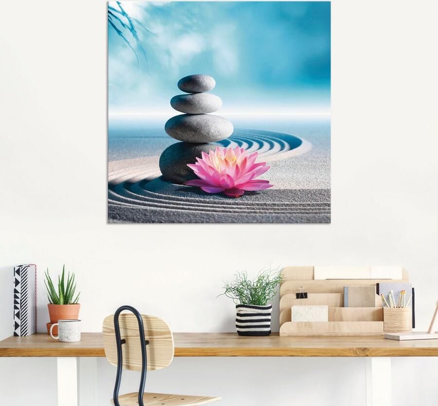 Artland Artprint Zand lelie en spa-stenen in zen-tuin als artprint van aluminium artprint voor buiten artprint op linnen poster in verschillende maten. maten - Foto 11