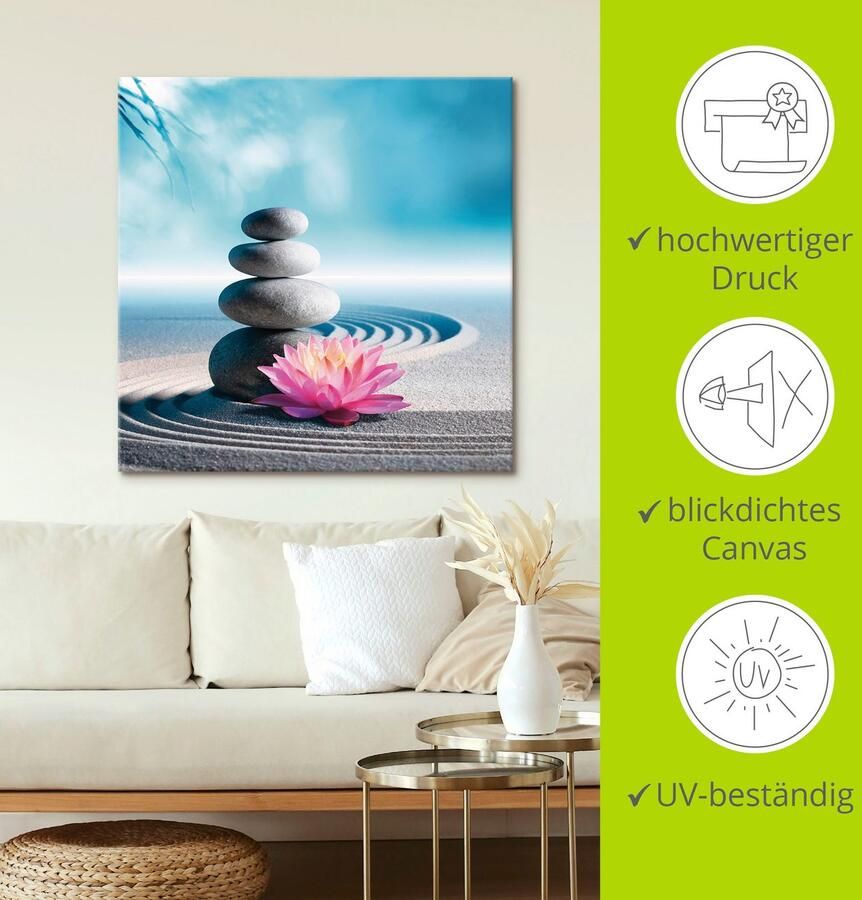 Artland Artprint Zand lelie en spa-stenen in zen-tuin als artprint van aluminium artprint voor buiten artprint op linnen poster in verschillende maten. maten - Foto 4