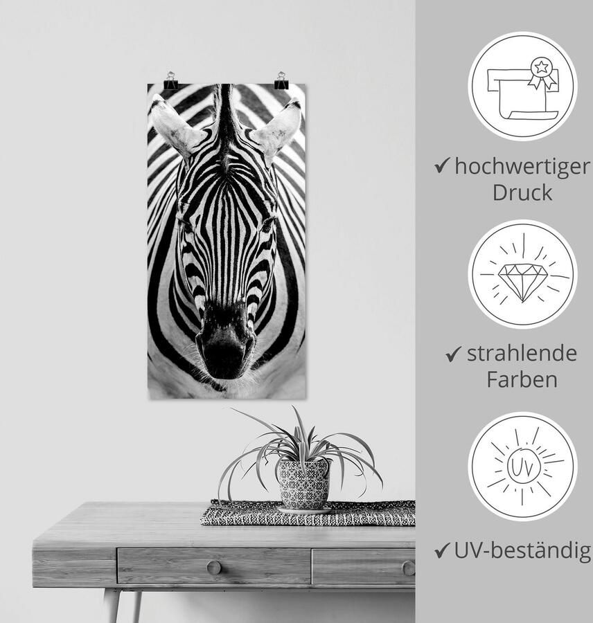 Artland Artprint Zebra als artprint op linnen poster muursticker in verschillende maten - Foto 3