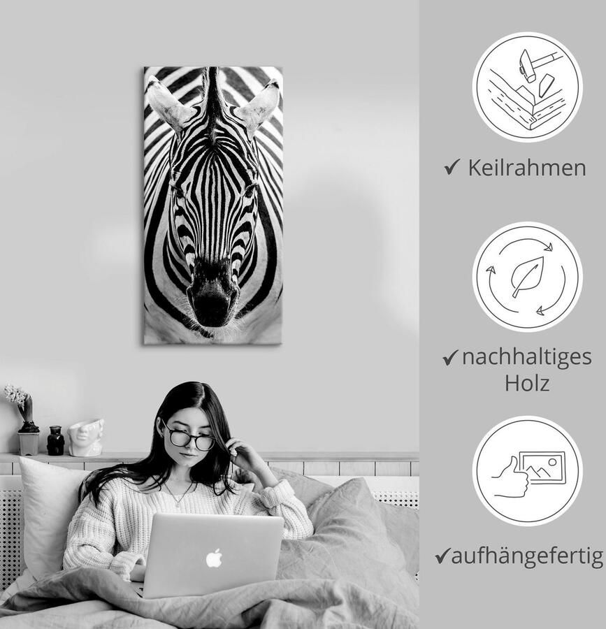 Artland Artprint Zebra als artprint op linnen poster muursticker in verschillende maten - Foto 2