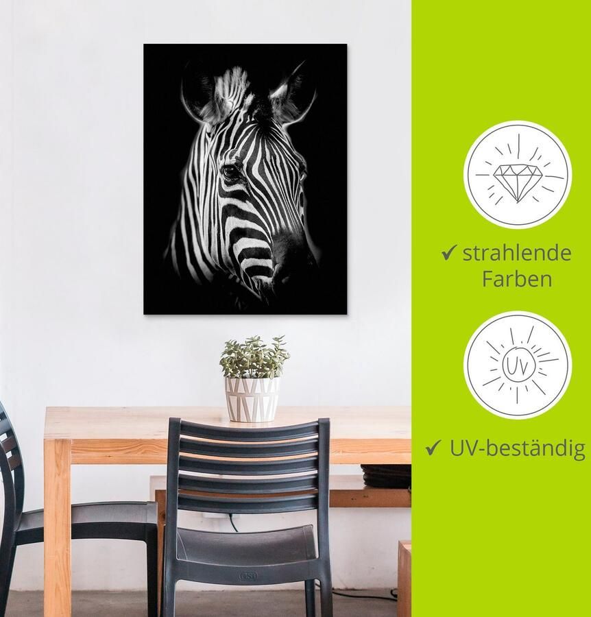 Artland Artprint Zebra als artprint van aluminium artprint voor buiten artprint op linnen poster muursticker - Foto 4
