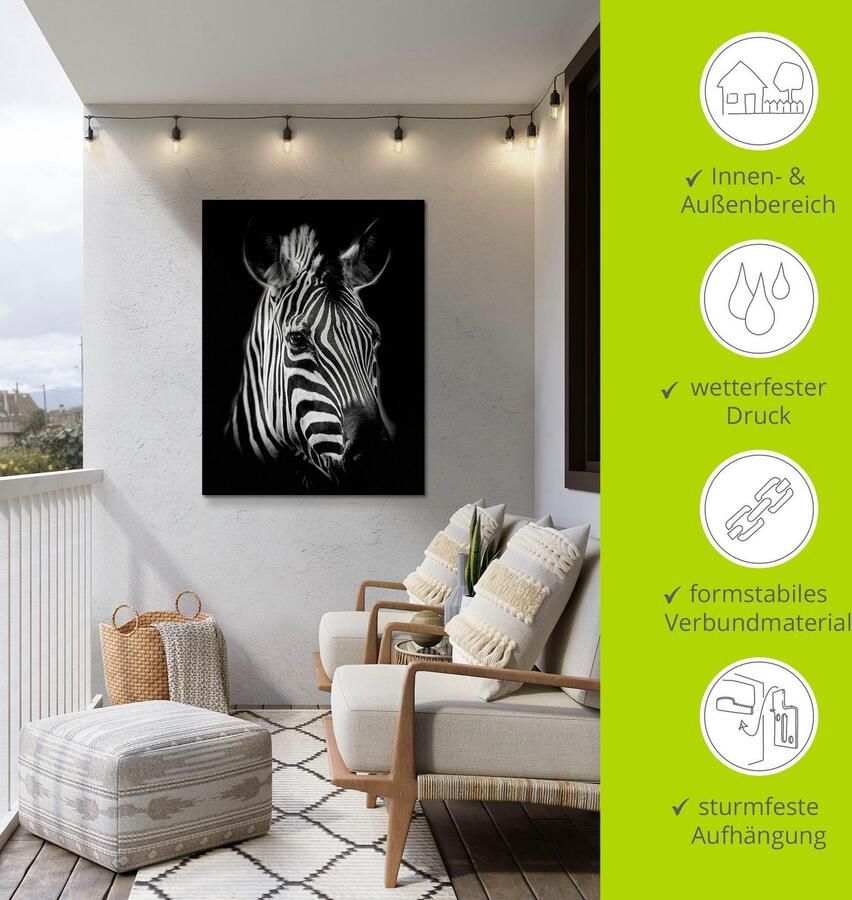 Artland Artprint Zebra als artprint van aluminium artprint voor buiten artprint op linnen poster muursticker - Foto 6