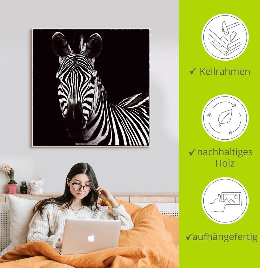 Artland Artprint Zebra II als artprint op linnen muursticker in verschillende maten - Foto 3