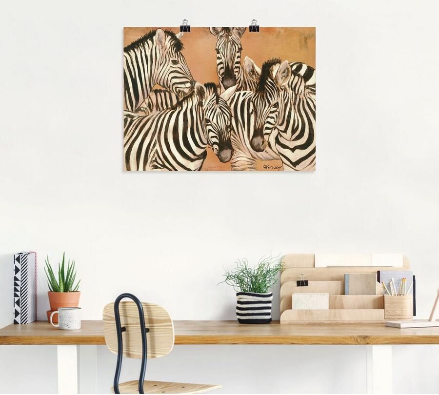 Artland Artprint Zebra's als artprint op linnen poster in verschillende formaten maten - Foto 4