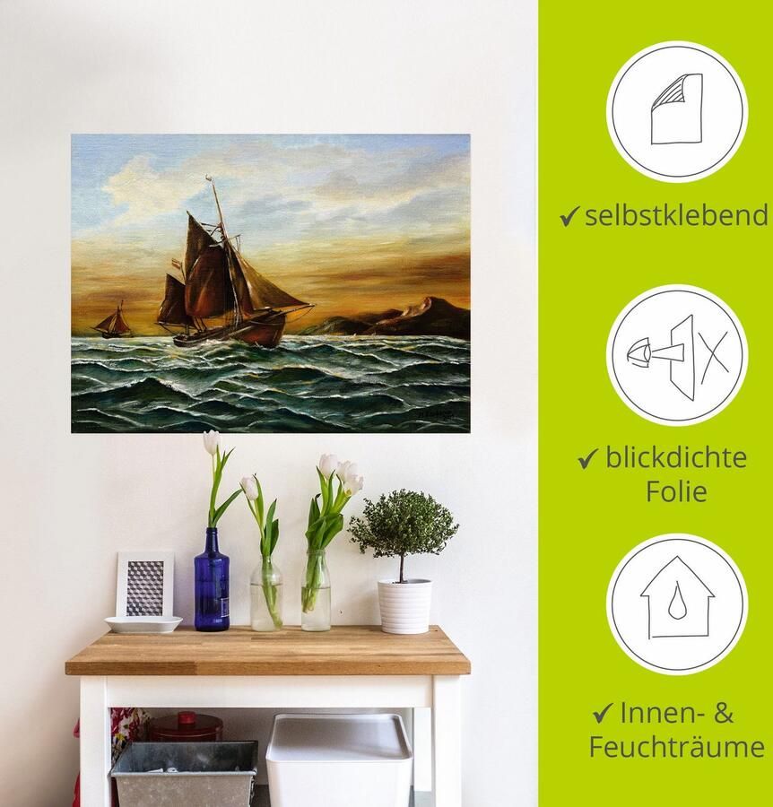 Artland Artprint Zeilschip op zee maritieme schilderkunst als artprint op linnen muursticker in verschillende maten - Foto 3