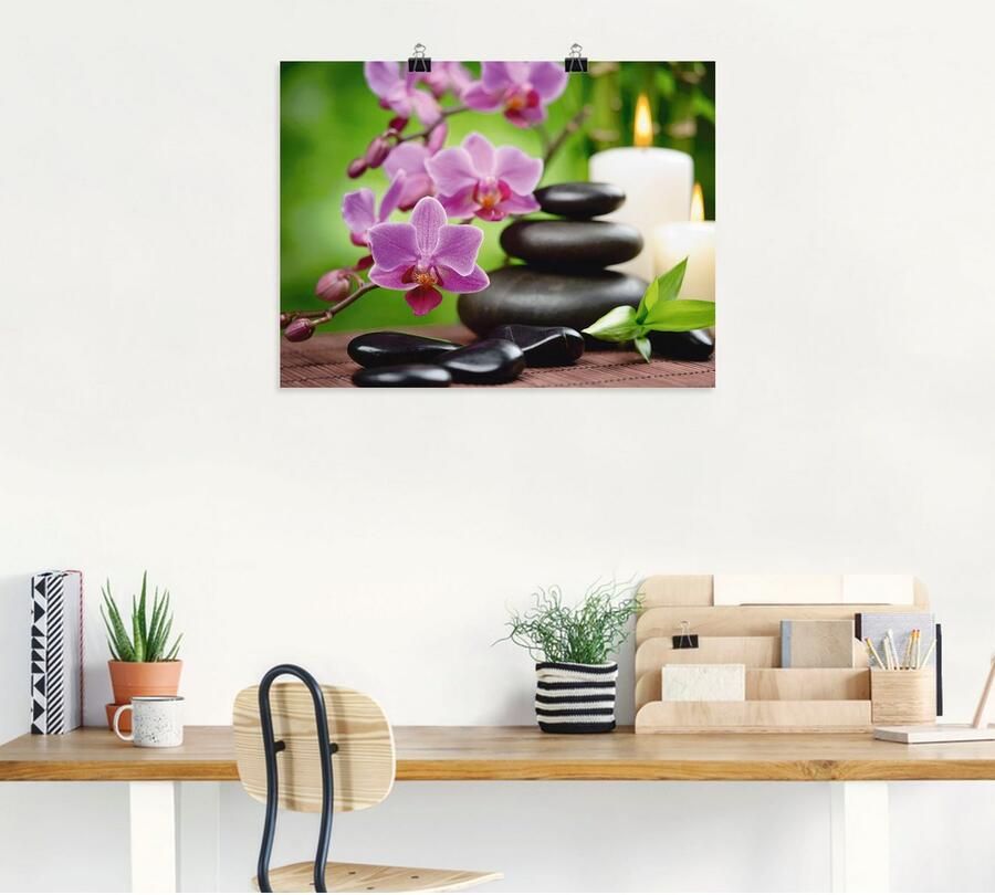 Artland Artprint Zen basaltstenen en bamboe op hout als artprint van aluminium artprint voor buiten artprint op linnen poster muursticker - Foto 5