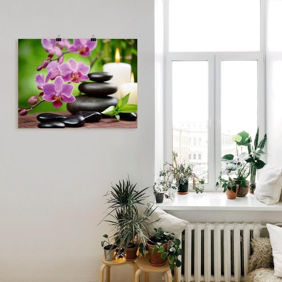 Artland Artprint Zen basaltstenen en bamboe op hout als artprint van aluminium artprint voor buiten artprint op linnen poster muursticker - Foto 2