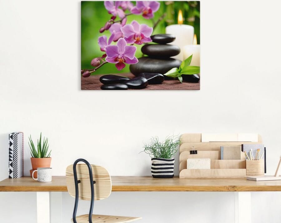Artland Artprint Zen basaltstenen en bamboe op hout als artprint van aluminium artprint voor buiten artprint op linnen poster muursticker - Foto 6