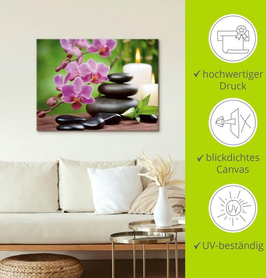 Artland Artprint Zen basaltstenen en bamboe op hout als artprint van aluminium artprint voor buiten artprint op linnen poster muursticker - Foto 4